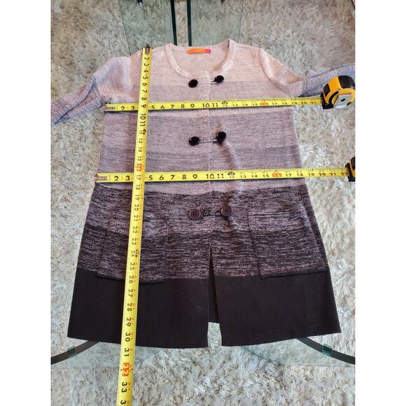 AVA Women's Gray Polyester Long Sleeve Buttons Front Knit Cardigan Sweater S - Picture 11 of 12